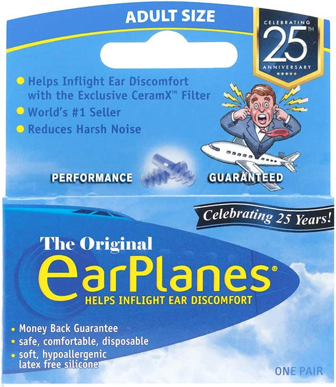 Original Adult EarPlanes by Cirrus Healthcare Earplugs Airplane Travel Ear Protection (1 Pair)